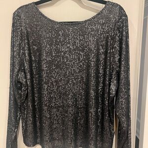 Halogen Sequin Black Top